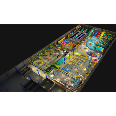 Customized Size Indoor Playground Equipment Sports Games Slide Trampoline Rock Climbing and Jumping Bed for Amusement Park