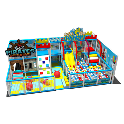 Kids Theme Park Plastic Playground with Small Size Slide Net and Trampoline Element Playground Equipment in Indoor Playground