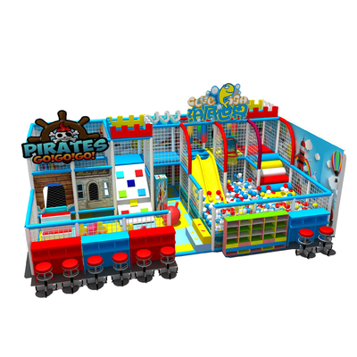 Kids Theme Park Plastic Playground with Small Size Slide Net and Trampoline Element Playground Equipment in Indoor Playground