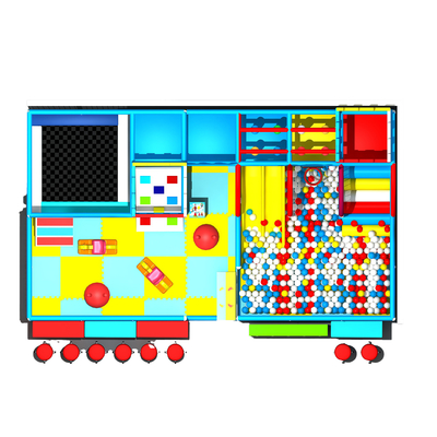 Kids Theme Park Plastic Playground with Small Size Slide Net and Trampoline Element Playground Equipment in Indoor Playground