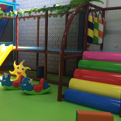 Kids Theme Park Plastic Playground with Small Size Slide Net and Trampoline Element Playground Equipment in Indoor Playground