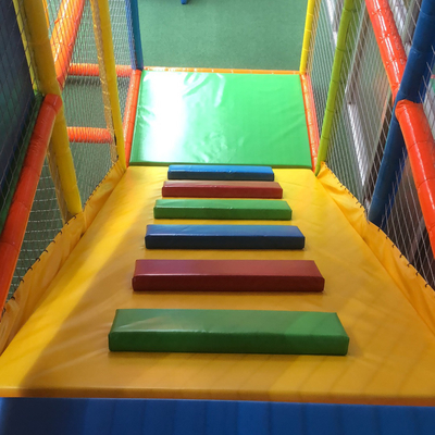 Kids Theme Park Plastic Playground with Small Size Slide Net and Trampoline Element Playground Equipment in Indoor Playground